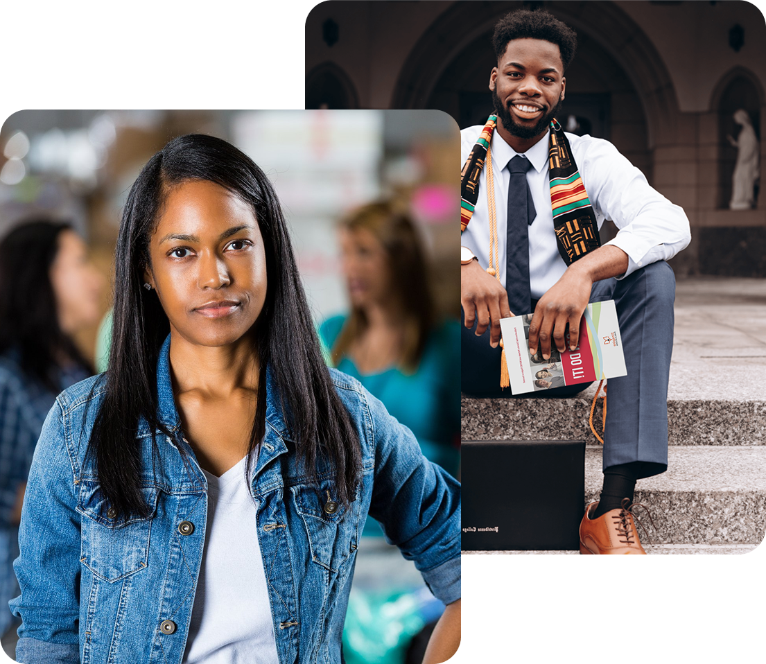 Confident young woman and a proud graduate holding 2Inspire Publications guides — representing youth empowerment and the call to join a transformative movement.