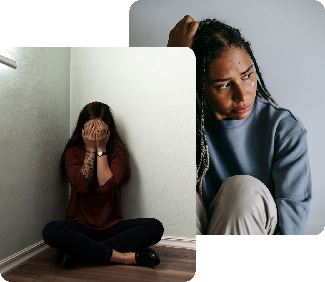 Two distressed young women in emotional pain, highlighting the real-life struggles 2Inspire Publications helps youth navigate with compassion and clarity.